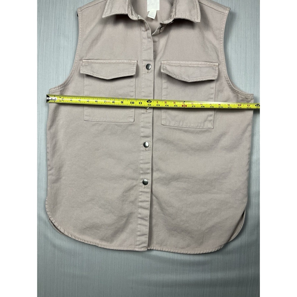 H&M Vest Women L Mauve Cotton Utility Button Front Sleeveless Jacket Gorpcore - Picture 6 of 7